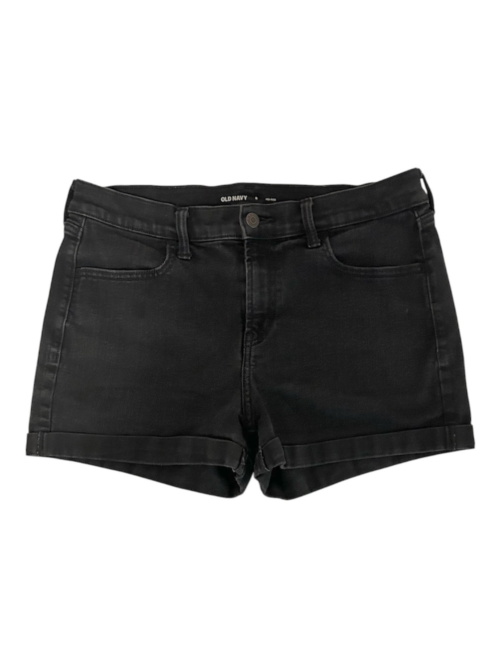 Old Navy Mid Rise Black Denim Cuffed Shorts -Size 8